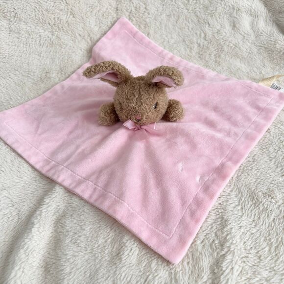 Walmart MTY International Brown Pink Bunny Lovey Security Baby Blanket Plush - Picture 3 of 6